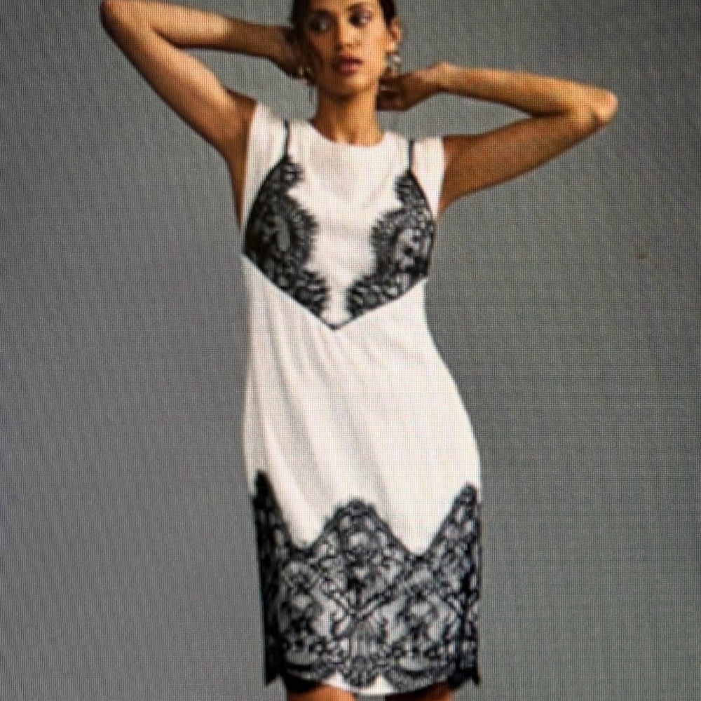 Elegant Black and White Lace Dress